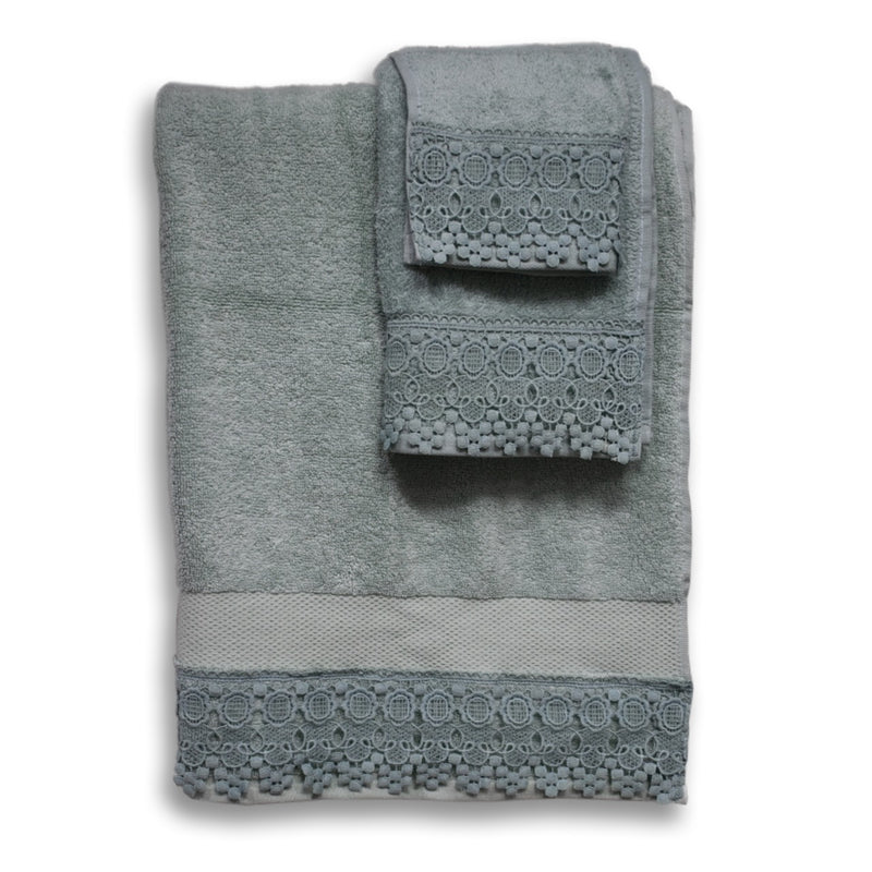 Towel Set With Lace (light green)
