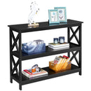 3 Tier X-Design Console Table with Storage Shelves, Black - myhomestore.com.pk