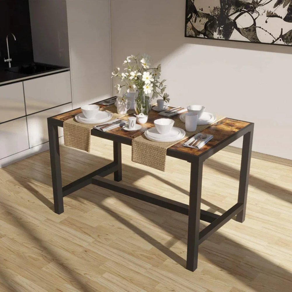 Dining Table, Rectangular Table with Metal Edges, Kitchen Table for Home Office - myhomestore.com.pk