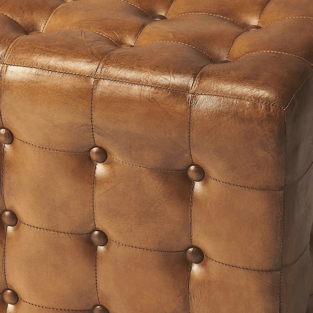 Distressed Leather Ottoman - myhomestore.com.pk