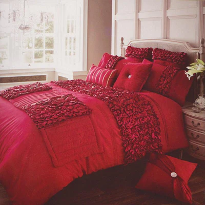 Luxury Red Weavian Bridal Bedding Duvet Set