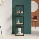 3-Tier Modern Black Cube Bookcase with Metal Tower Display Shelf - myhomestore.com.pk