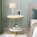 2 Tier Marble MDF Side Table with Storage Shelf - myhomestore.com.pk