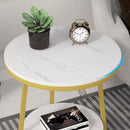 2 Tier Marble MDF Side Table with Storage Shelf - myhomestore.com.pk