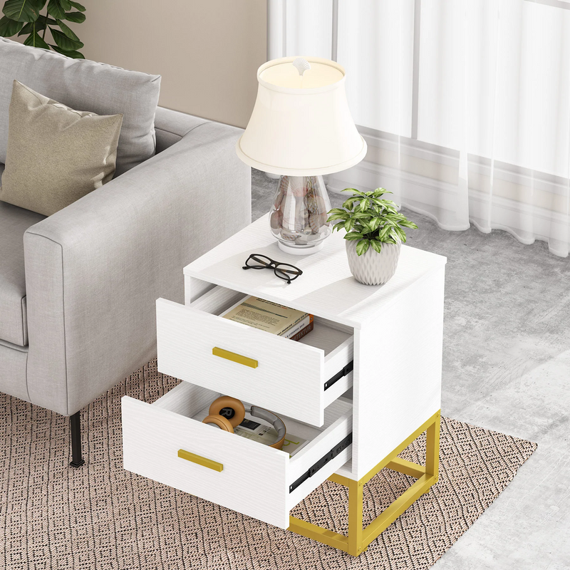 Modern Sofa Side Table With 2 Drawers