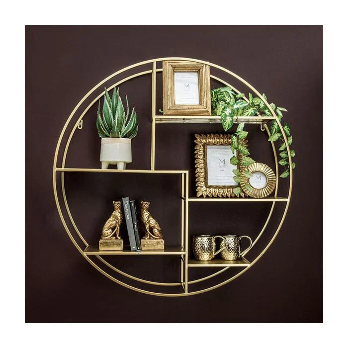 Extra Large Round Wall Shelf Unit in Gold