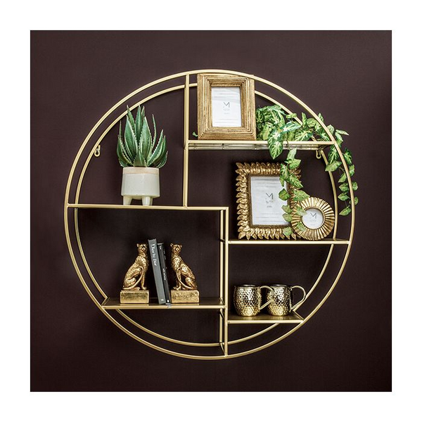 Extra Large Round Wall Shelf Unit in Gold