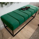 Elegant Green Upholstered Bench with Metal Frame - myhomestore.com.pk