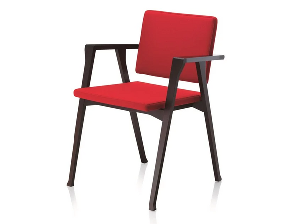Red Upholstered Iron Arm Chair