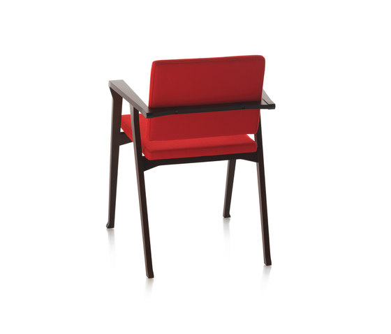 Red Upholstered Iron Arm Chair