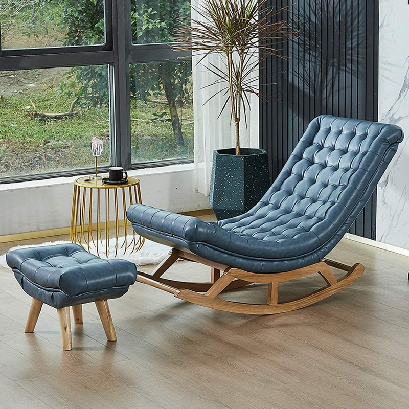 Solid Wood Rocking Chair with Footrest