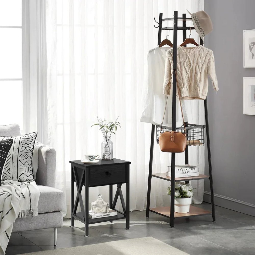 Drawer Sofa Side Table with Storage Shelf for Living Room, Bedroom - myhomestore.com.pk