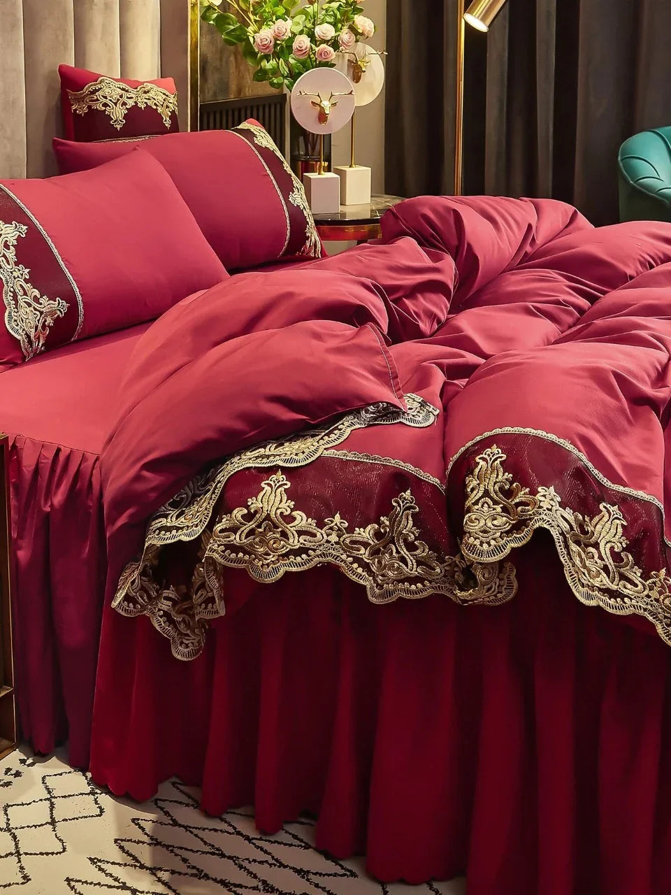 Luxury Duvet Set With Vintage Lace - myhomestore.com.pk