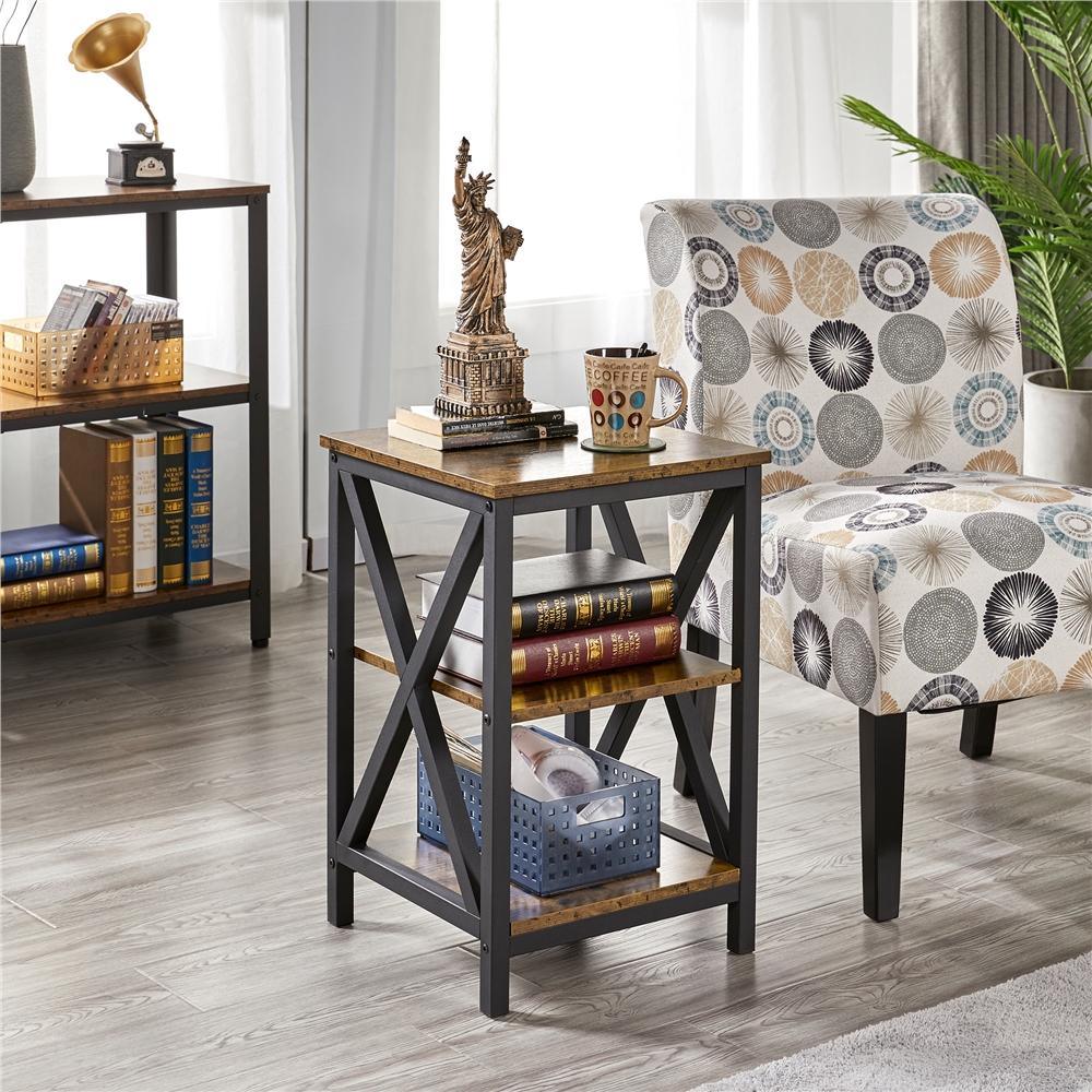 Topeakmart 3 Tiers Sofa Side End Table X Frame - myhomestore.com.pk