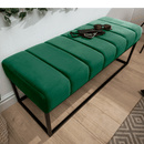 Elegant Green Upholstered Bench with Metal Frame - myhomestore.com.pk