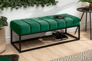 Elegant Green Upholstered Bench with Metal Frame - myhomestore.com.pk