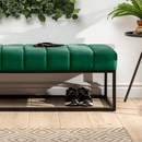 Elegant Green Upholstered Bench with Metal Frame - myhomestore.com.pk