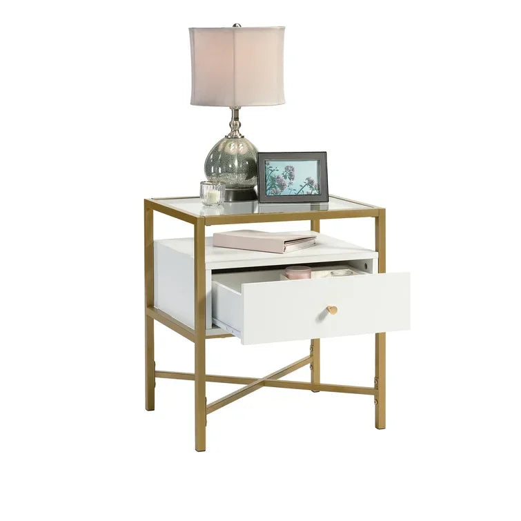End Table with White and Gold Finish - myhomestore.com.pk