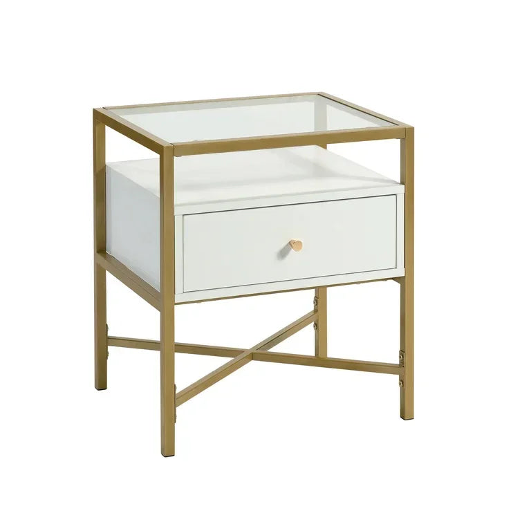 End Table with White and Gold Finish - myhomestore.com.pk
