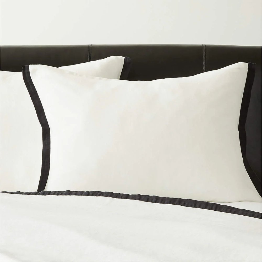 European White with Black Ribbon Duvet Set - myhomestore.com.pk