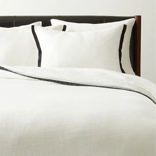 European White with Black Ribbon Duvet Set - myhomestore.com.pk