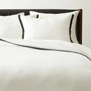 European White with Black Ribbon Duvet Set - myhomestore.com.pk