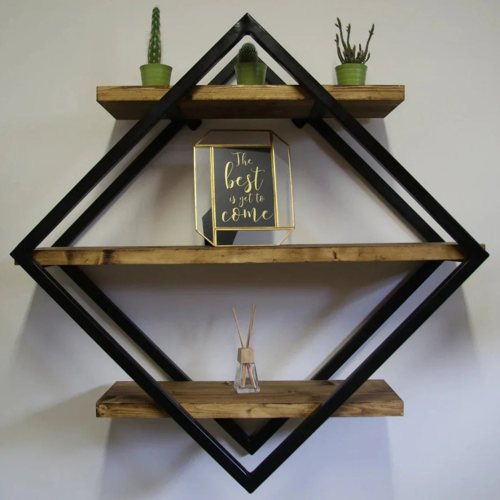 Floating Shelves - Geometric Rustic Steel - myhomestore.com.pk