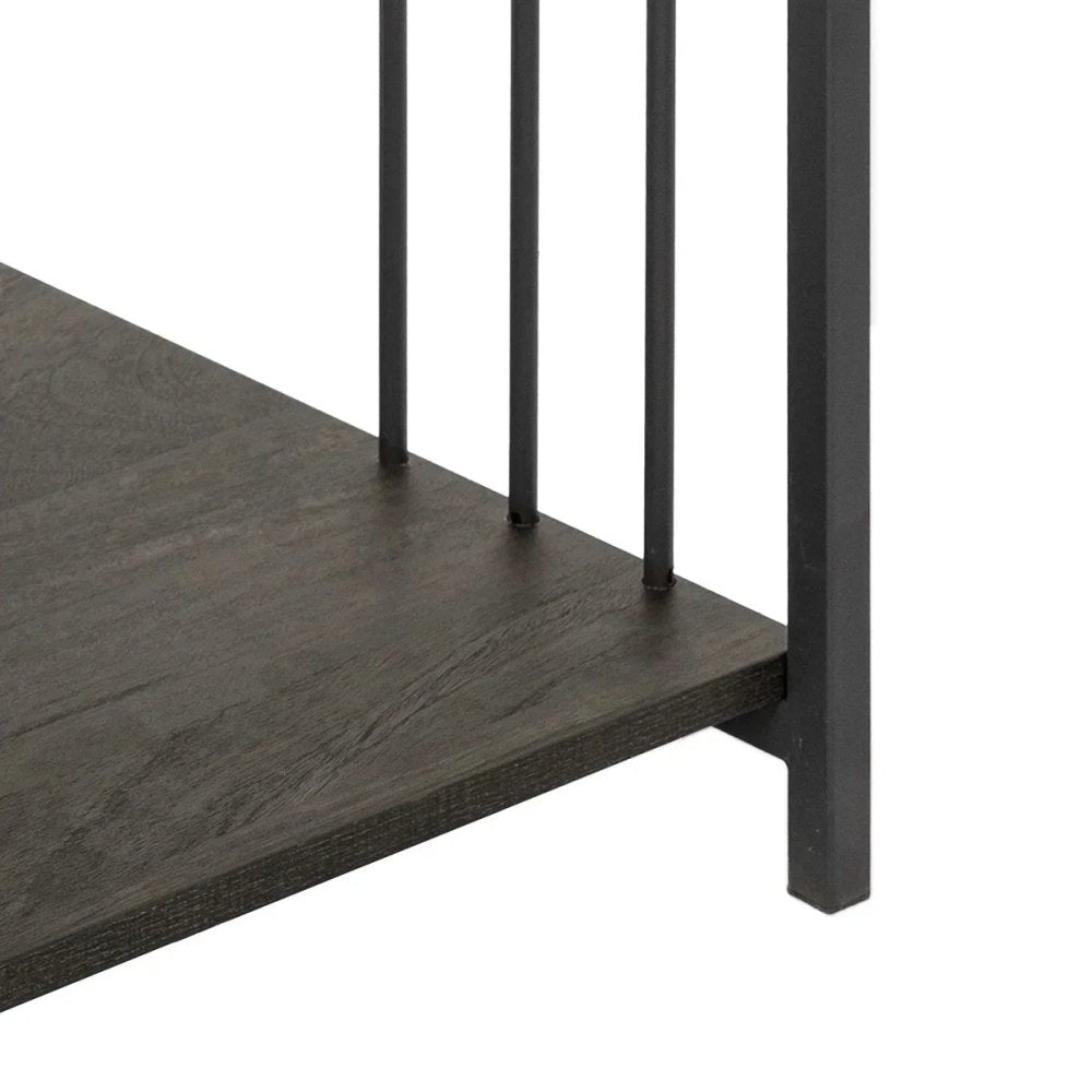 Furniture R Brown Metal Wood End Table - myhomestore.com.pk