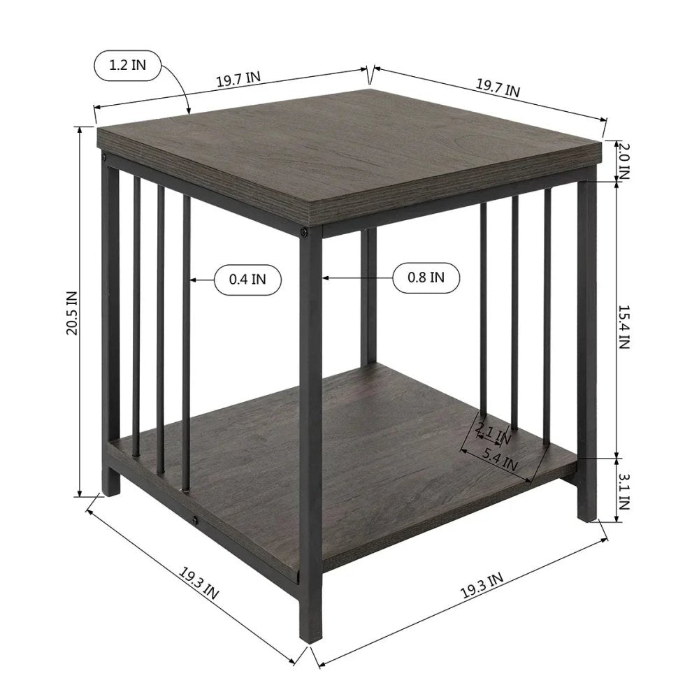 Furniture R Brown Metal Wood End Table - myhomestore.com.pk