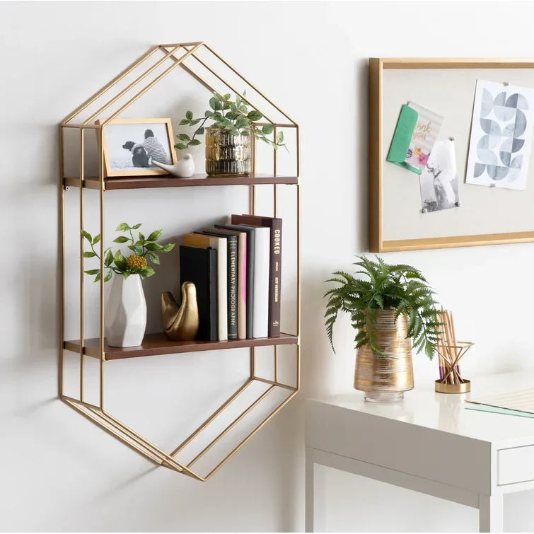 Hexagon Metal Accent Shelf - myhomestore.com.pk