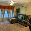 Orange with beige pleated Curtain - myhomestore.com.pk