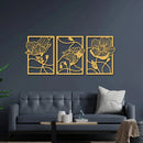 3 piece Set Gold Metal Wall Decor Leaf Wall Hanging Decoration - myhomestore.com.pk