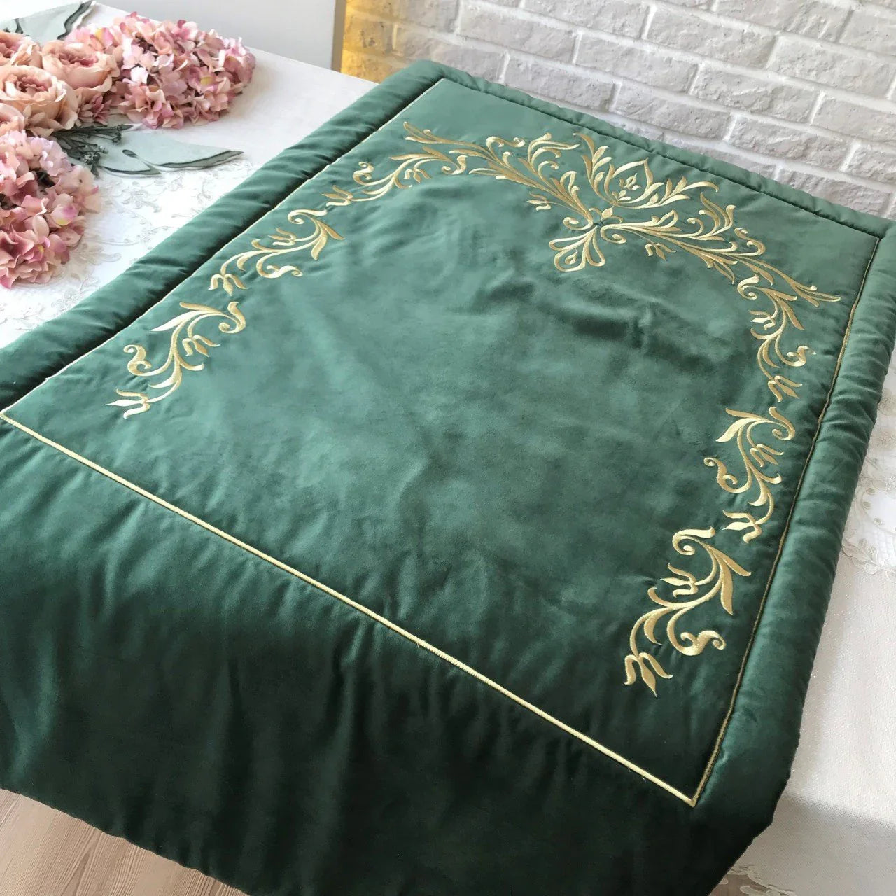 Embroidered Velvet Prayer Mat - myhomestore.com.pk