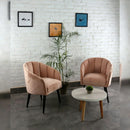 Solid Wooden Legs Wide Velvet Armchair With Round Table - myhomestore.com.pk