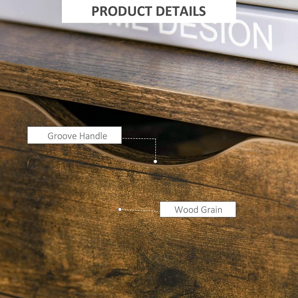 Industrial Side Table with 2 Storage Drawers for Living Room - myhomestore.com.pk