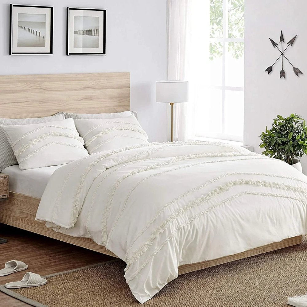 Ivory Tufted Duvet Cover Set - myhomestore.com.pk