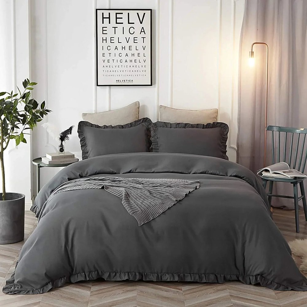 Lotus Leaf Duvet Cover (Charcoal) - myhomestore.com.pk