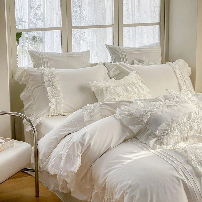 Luxury Cotton Lace Duvet Set - King - myhomestore.com.pk