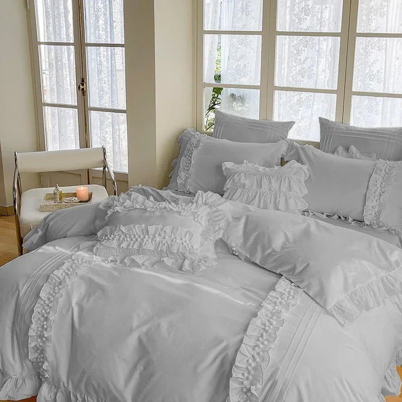 Luxury Cotton Lace Duvet Set - King - myhomestore.com.pk