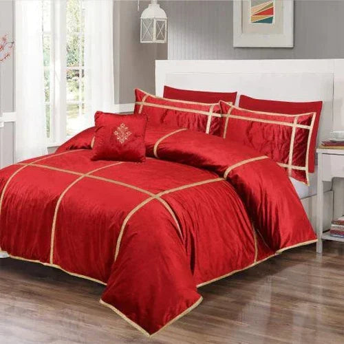 Luxury Velvet Bridal Bedding Duvet Set with Filling - myhomestore.com.pk