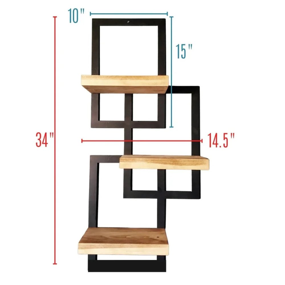 Metal Framed Triple Floating Shelves - myhomestore.com.pk