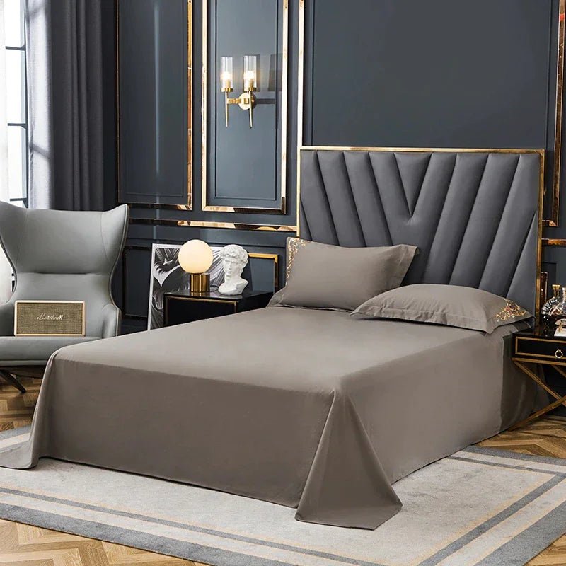 Mocha Elegant Embroidered Cotton European Style Duvet Set - myhomestore.com.pk