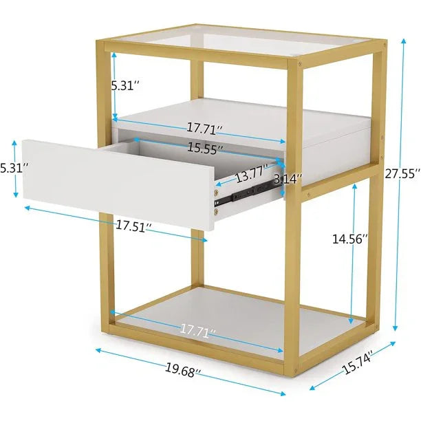 Modern Simple Style End Table with Drawer and Shelf - myhomestore.com.pk