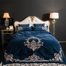 Modern Style Luxury Embroidered Velvet Duvet (Navy) - myhomestore.com.pk