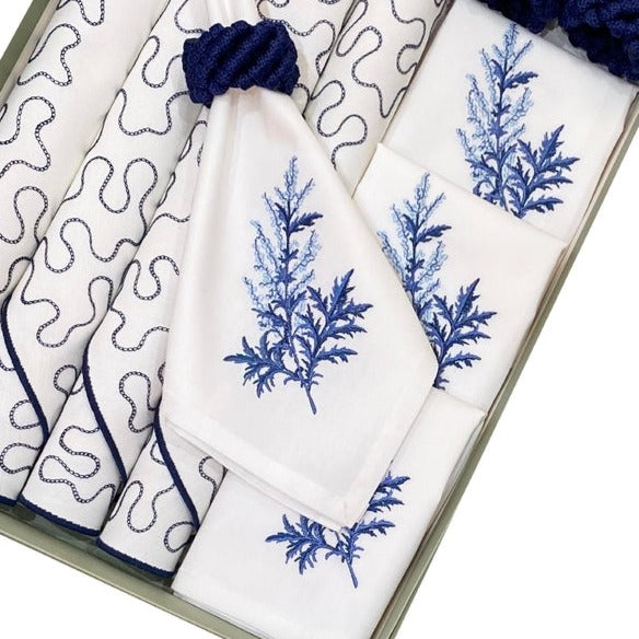 Napkins Modi Off White with Navy with Blue Twig