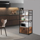Multifunction 4 - Layer MDF With Cabinets Industrial Style Wrought Iron Kitchen Rack - myhomestore.com.pk