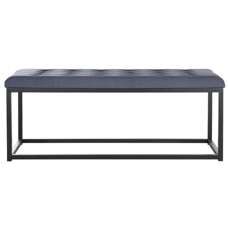 Navy Upholstered Bench with Iron Base for Strength & Style - myhomestore.com.pk