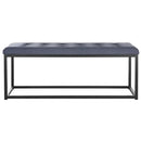 Navy Upholstered Bench with Iron Base for Strength & Style - myhomestore.com.pk