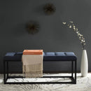 Navy Upholstered Bench with Iron Base for Strength & Style - myhomestore.com.pk