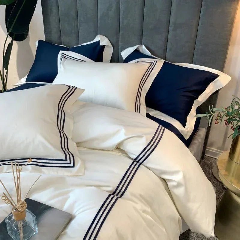 New Embroidered Luxury Baratta Stitch Tetra Line Duvet Set - myhomestore.com.pk